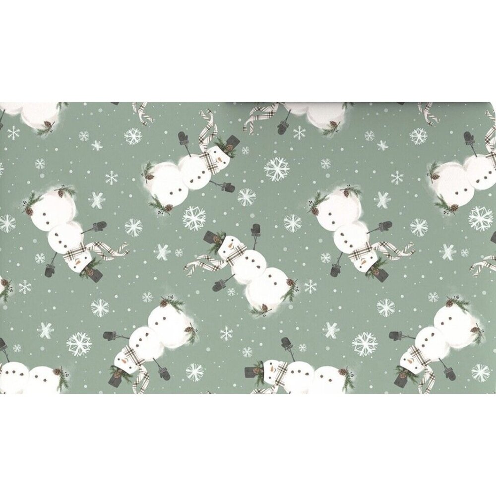Hallmark Wrapping Paper Christmas Snowman Snowflakes on Sage 22.5 sq ft Roll